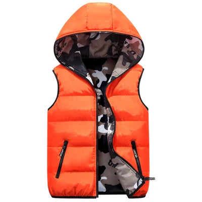 Men’s Winter Hooded Vest – Thick, Warm & Reversible Comfort