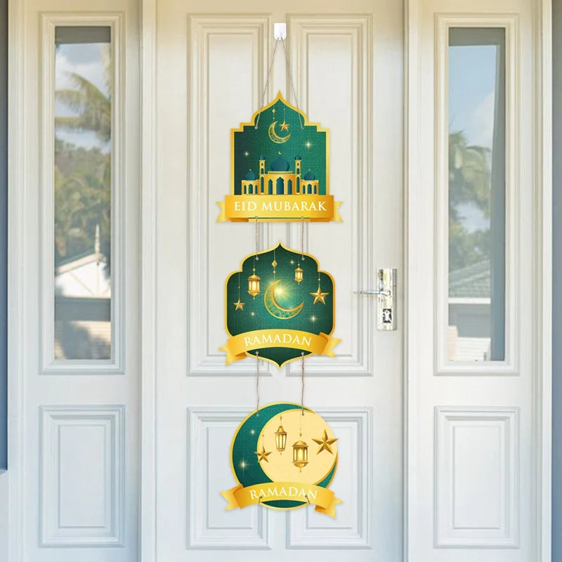 EID Mubarak Decorations Door Hanging Ramadan Decor for Home Door Hanging Ramadan Kareem Islamic Muslim Party Eid Al Adha