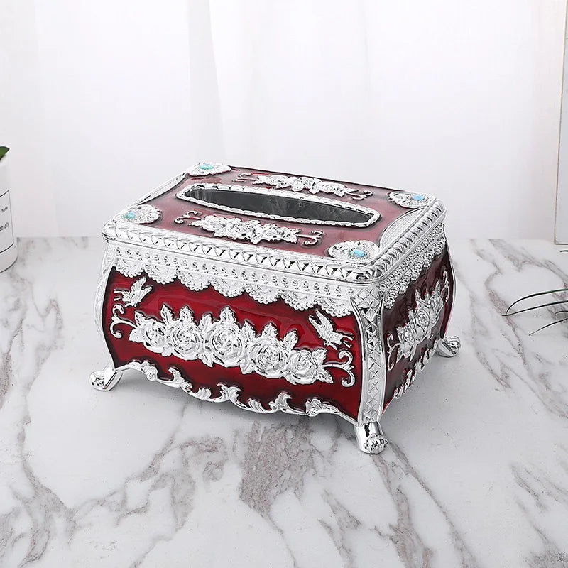 Servilletero de papel, estilo europeo, caja de plástico, dispensador de servilletas de cocina, organizador de almacenamiento de escritorio, decorativo para el hogar
