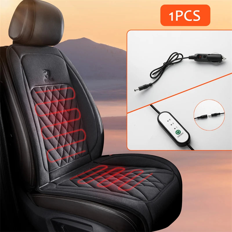 Funda de asiento de coche con calefacción de 12-24 V de calentamiento rápido en 30' universal Calentador de asiento de coche Cojín de calefacción de coche de invierno Almohadillas térmicas de respaldo cálido