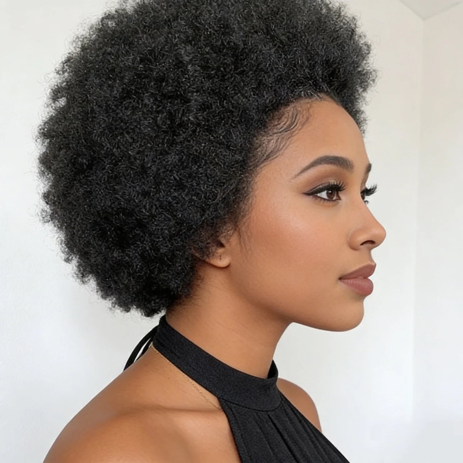 Peluca afro rizada con copete
