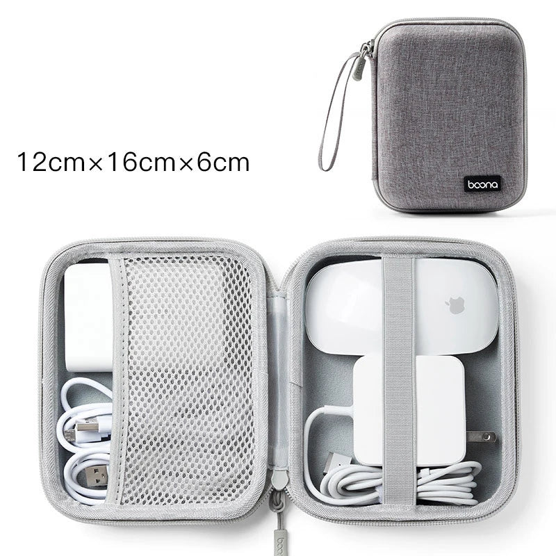 BOONA Hard Laptop Power Supply Organizer Case Travel Carrying Power Source Mouse Case Electronic Accessories Bag for MacBook