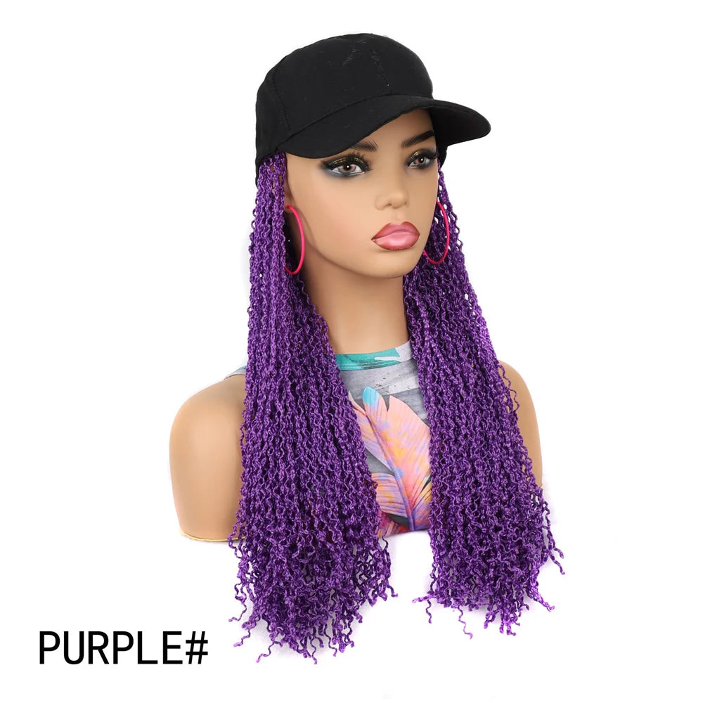 SQRDGQ Synthetic Braided Hair Hat Wigs for Woman 14inch Bug Black Blonde Braided Extensions with Baseball Cap Woman Wigs