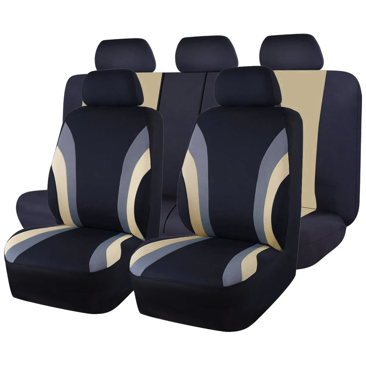 Sports Style Full Set Polyester Fabric Car Seat Covers Car Seat Protector Universal Fit Most Cars SUVs
