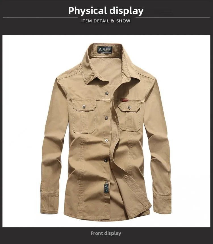Men's shirt checkered long sleeved shirt new spring and autumn business shirt fashionable for middle-aged and young people