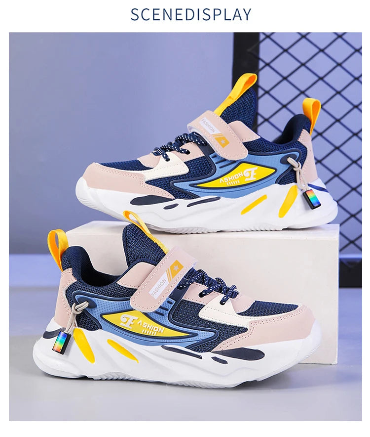 Zapatillas deportivas de malla para niños y niñas, transpirables y antideslizantes, para correr, caminar, zapatillas casuales infantiles