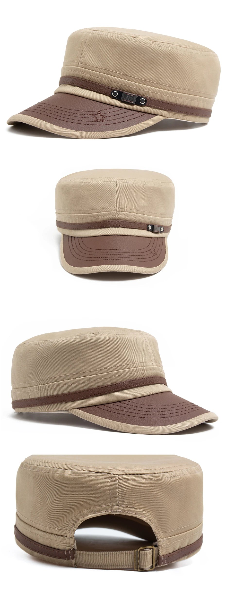 Flat Hat Women Fashion PU Leather Brim Men Baseball Cap Soft Cotton Cloth Casual Visor Trucker Hat Autumn Summer Adjustable