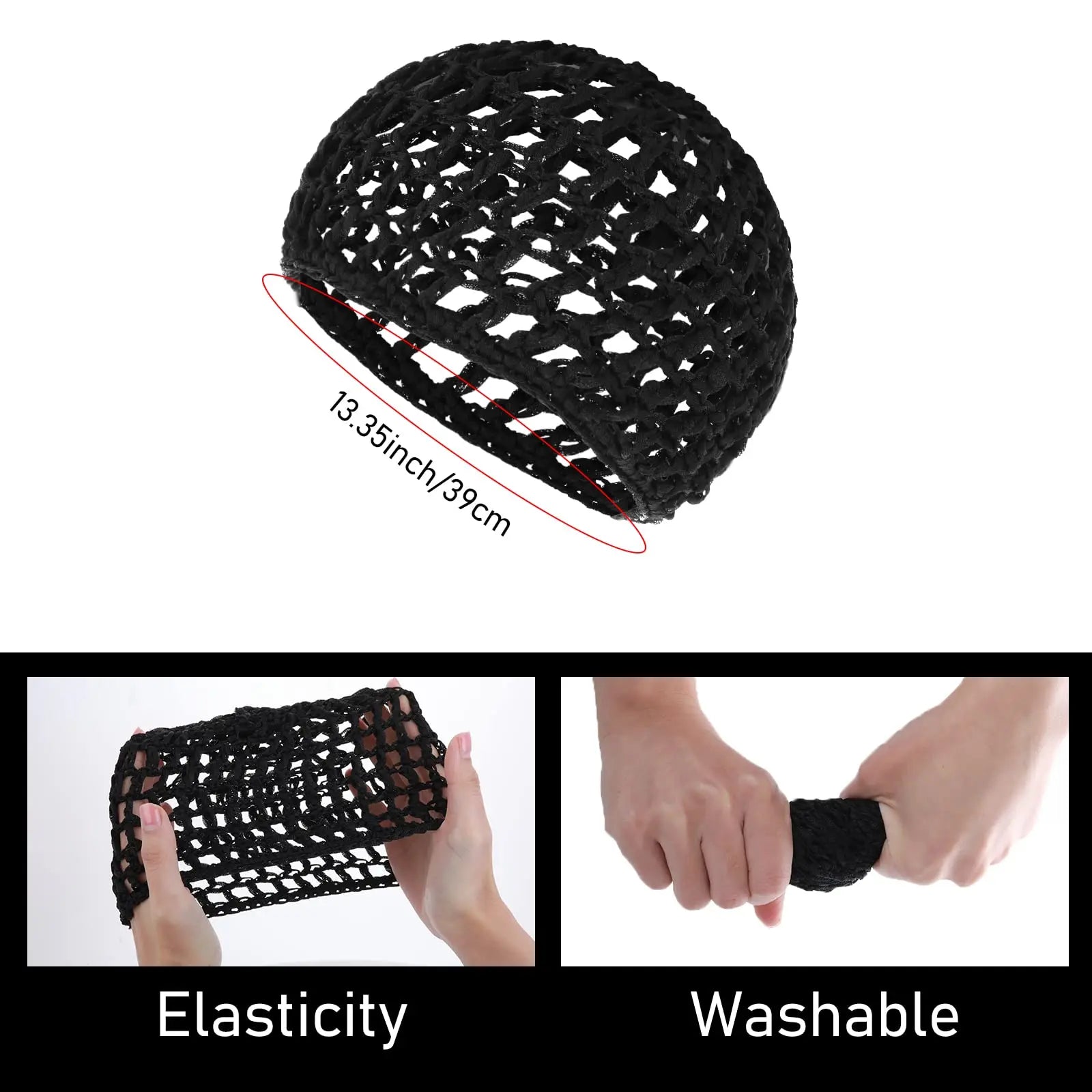 Adjustable Wig Cap for Thick Long Hair - Net Mesh Fishnet Grip Headband for Braided Weaving and Crochet Sew Weave