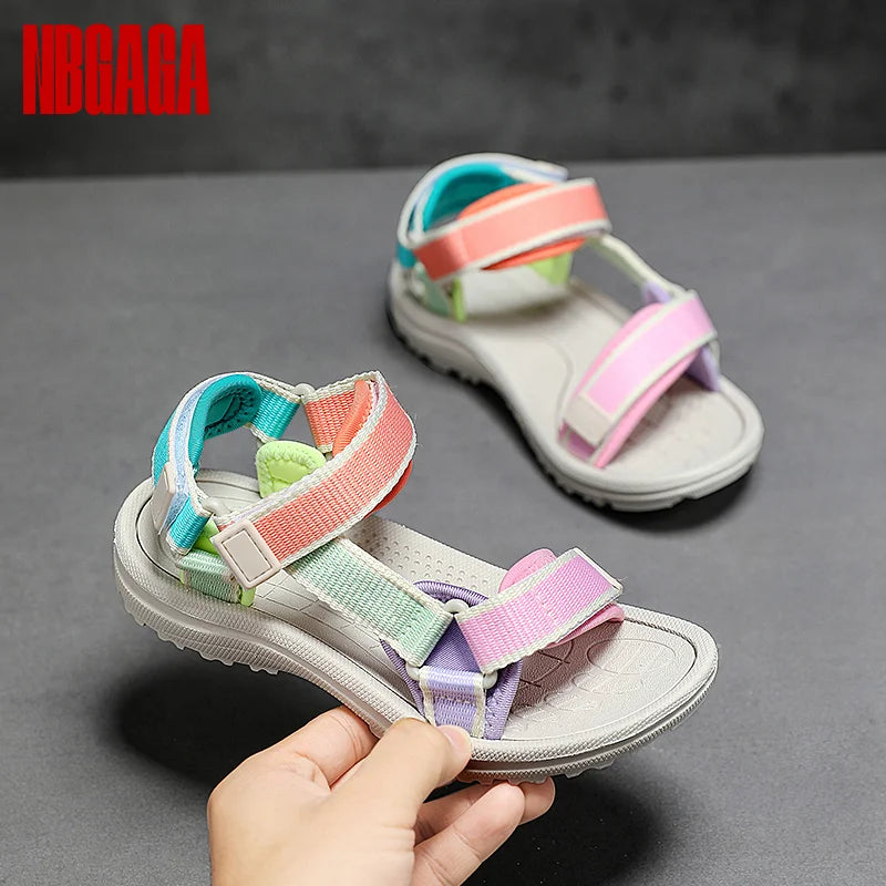 Kids Sport Sandals for Girls Breathable Non-Slip Soft Sole Comfortable Lightweight Beach Walking Outdoor Shoes Adjustable Straps