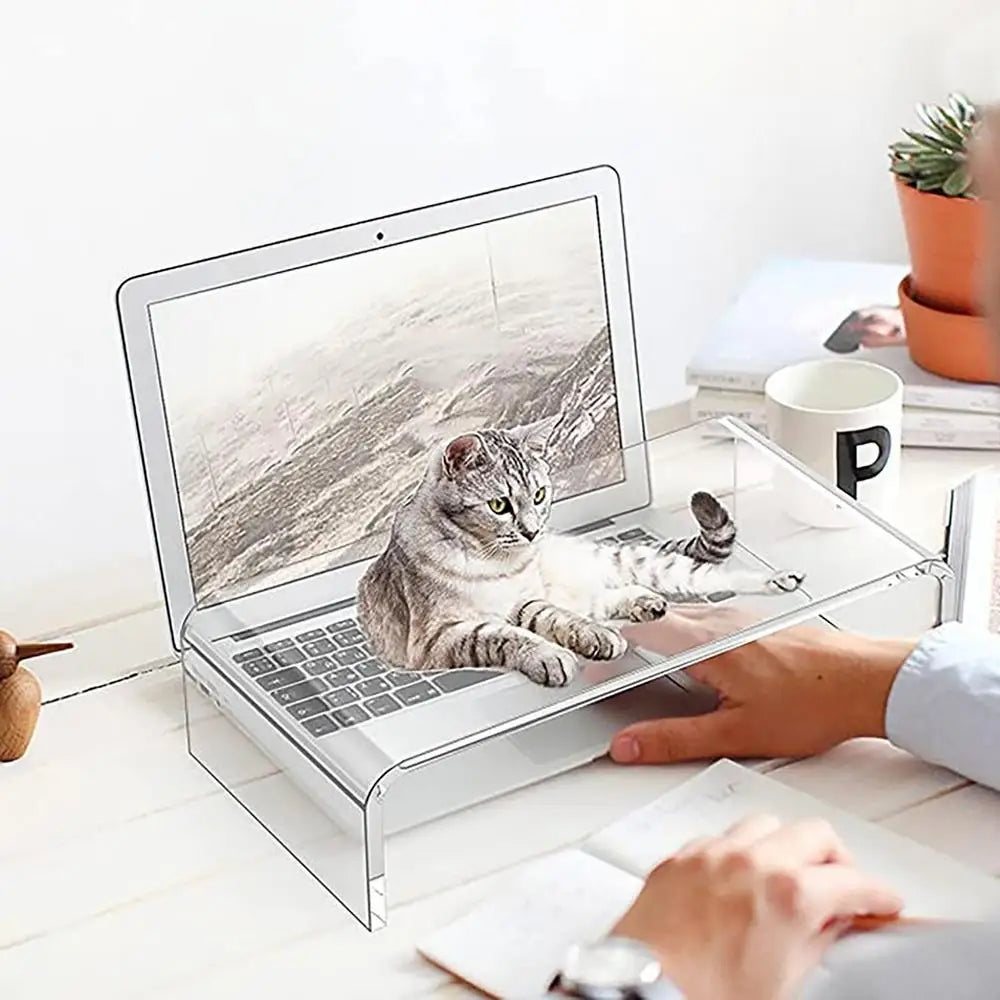 Monitor Stand Riser Acrylic Laptop Stand Clear Desktop Computer Riser  Table Storage Stand Desk Organizer for Storing PC Screen