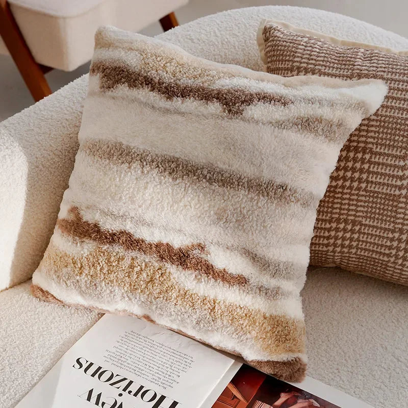 Pillow Cover in Cream Color, Retro Style, Brown French Sofa Waist Cushion Cover 45x45cm Pillowcase