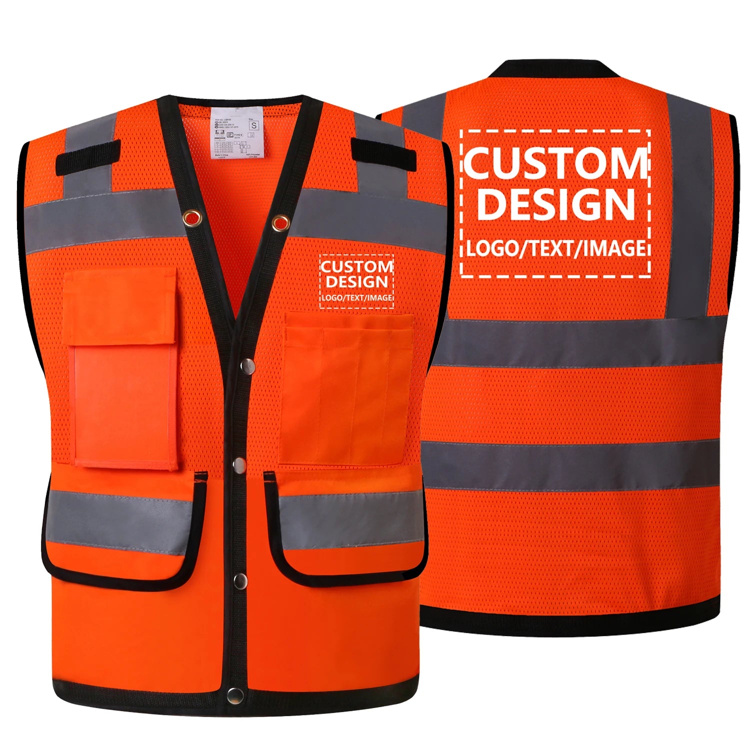 Workwear Vest With Customize Logo For Men Hi Vis Vest Jacket  Workwear Custom With Logo And Text