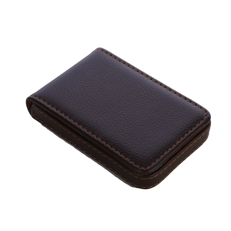 Business Card Holder, Vertical Version PU Leather Business Card Case Pocket Business Name Card Holder With Magnetic Shut