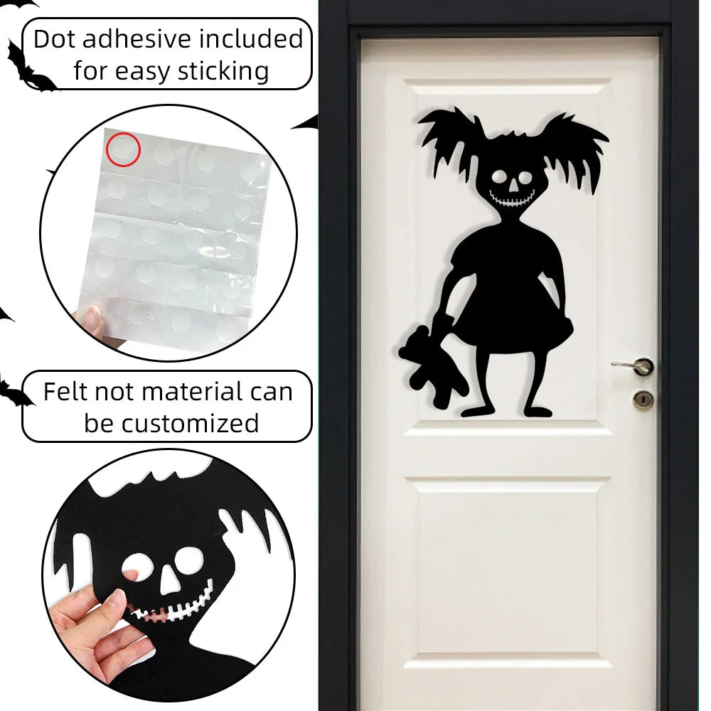 Halloween Decorations,Skeleton,Pumpkins,Halloween Horror Door Stickers,Ghost Festival,party Decor,felt Wall Stickers,Room Decor