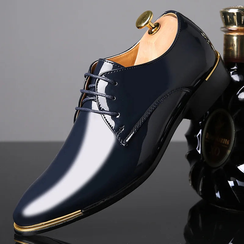 zapatos formales hombre clásicos Charol zapatos de boda hombre oficina coiffeur moda italiana zapatos de vestir hombre piel erkek ay 657
