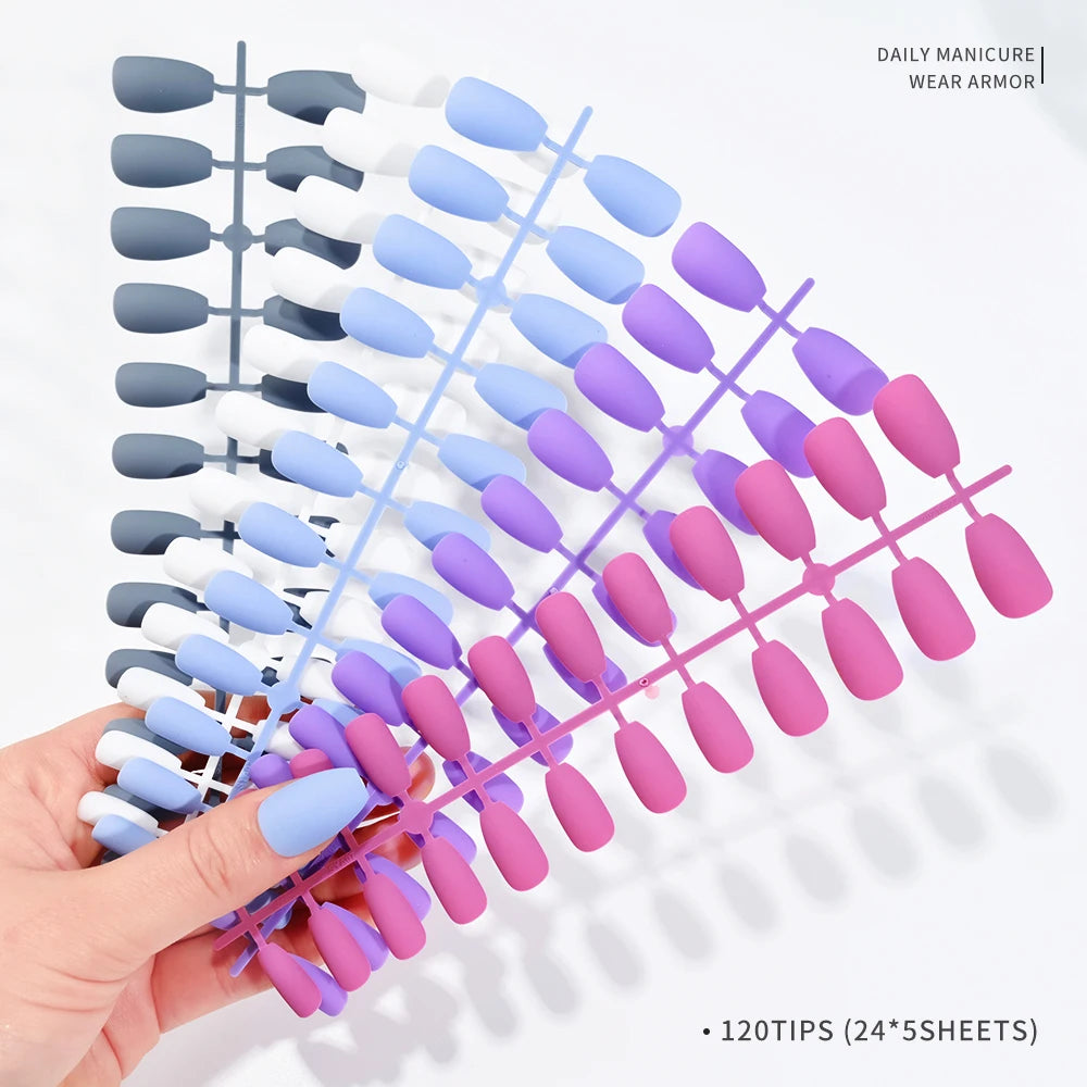 120pcs Black Edge Super Long French False Nail Removable Ballerina Coffin Almond Fake Nail Artificial Acrylic Press On Nail Tips