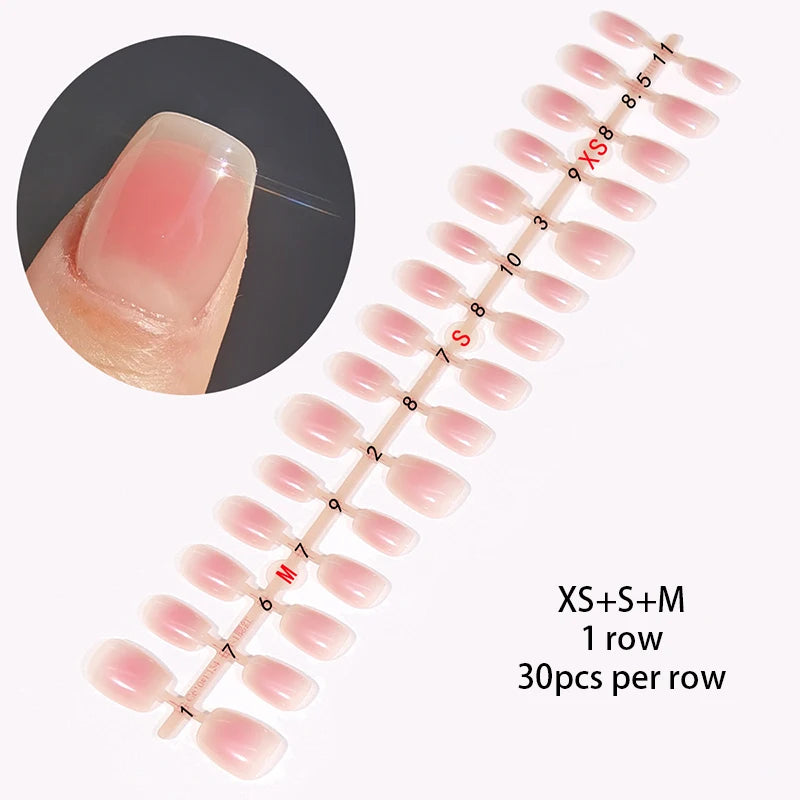 30 stk. gradient kunstnegler fransk blush nude negler vanntett kunstige negler medium kiste kunstnegler fingernegler presse-on negler tupper manikyr