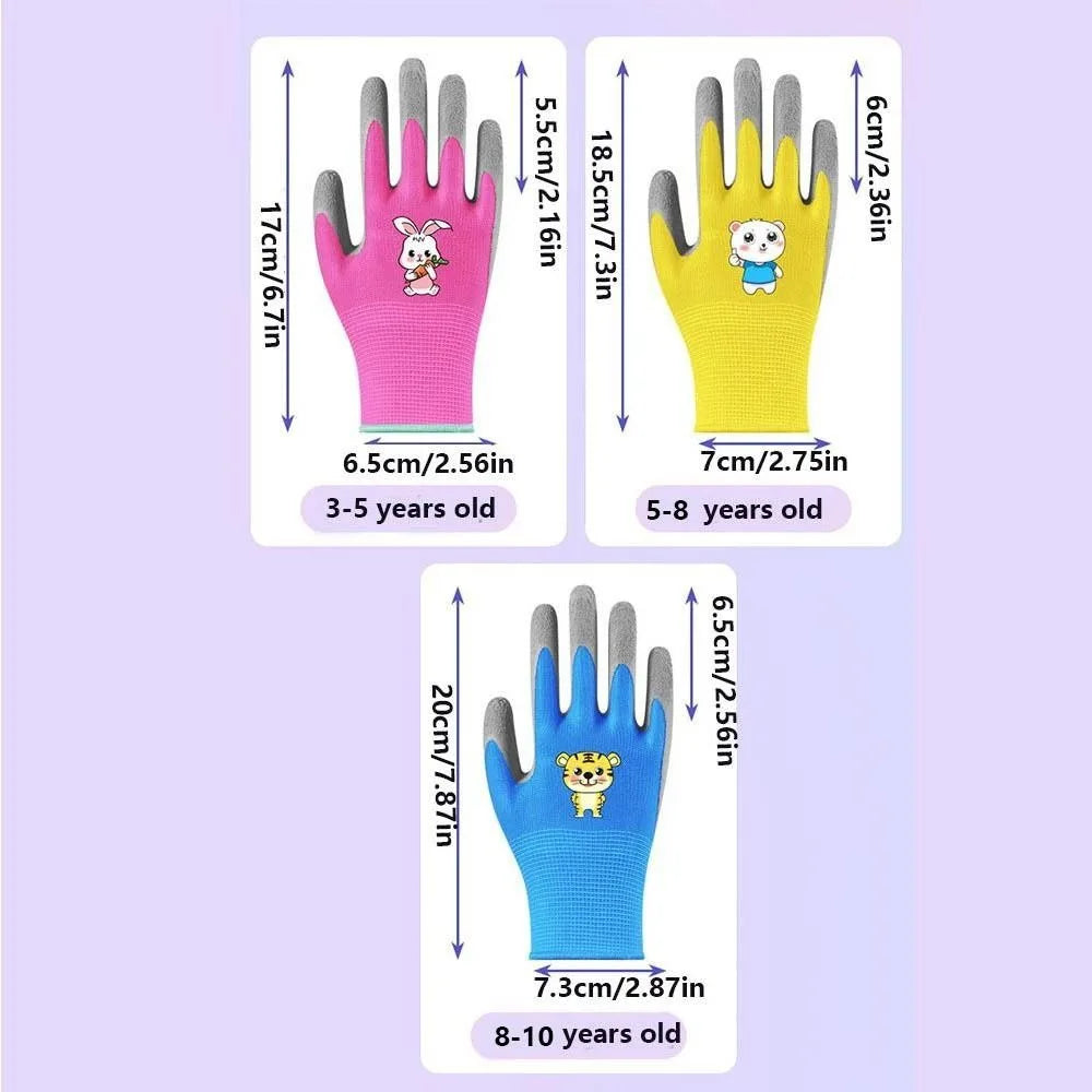 Waterproof Kid Gardening Gloves Breathable Safety Garden Work Gloves Non-Slip Animal Pattern Children Protective Glove Yard