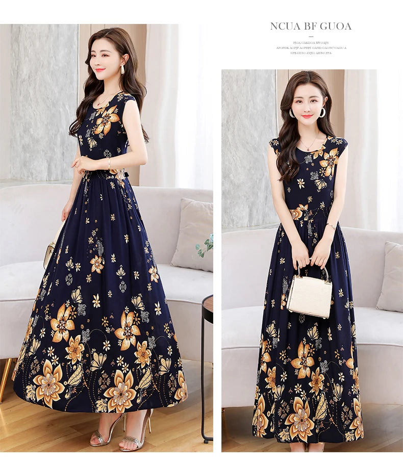 New Fashion  Summer Print Women Short Sleeve Cotton Plus Size Women Clothing Dress Ladies Large Size Vestidos dresses