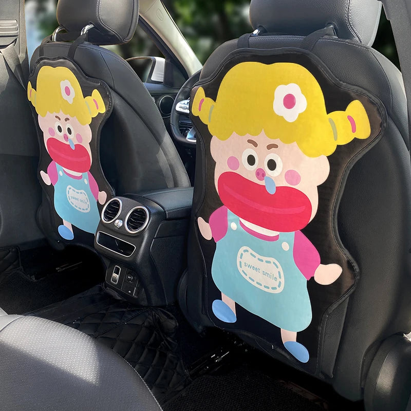 Car anti-kick pad, seat back protective pad, leather waterproof, anti-wear and wear-resistant cartoon cute car protective