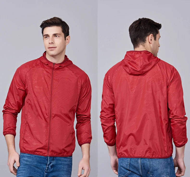 JNLN Men Women Hiking Jackets Waterproof Sun Protective Windbreaker Unisex Camping Climbing Outdoor Rain Coat Portable Clothes
