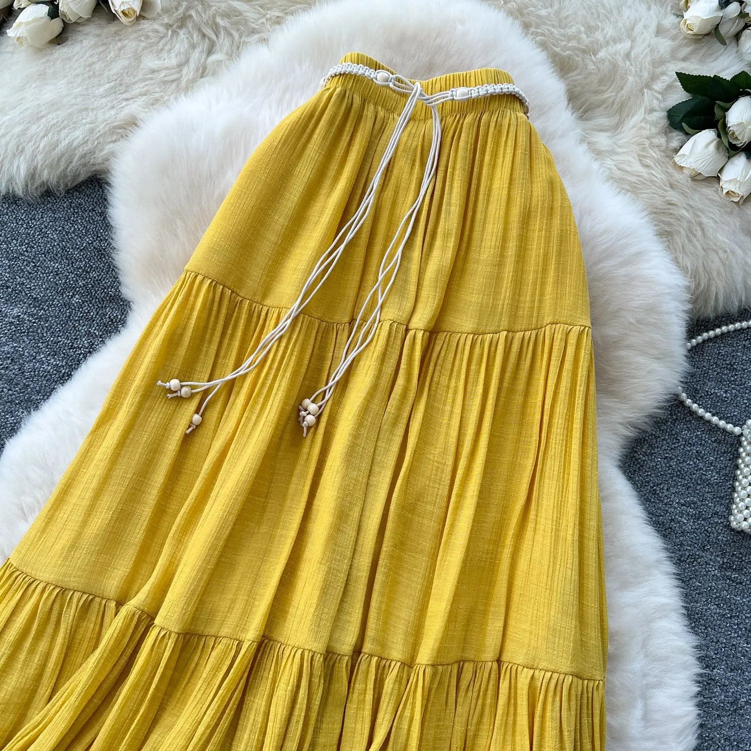 Skirts Women Long Skirt A Line Slim Fit Streetwear High Elastic Waist Elegant Splice Y2k Work Beach Work Casual Summer