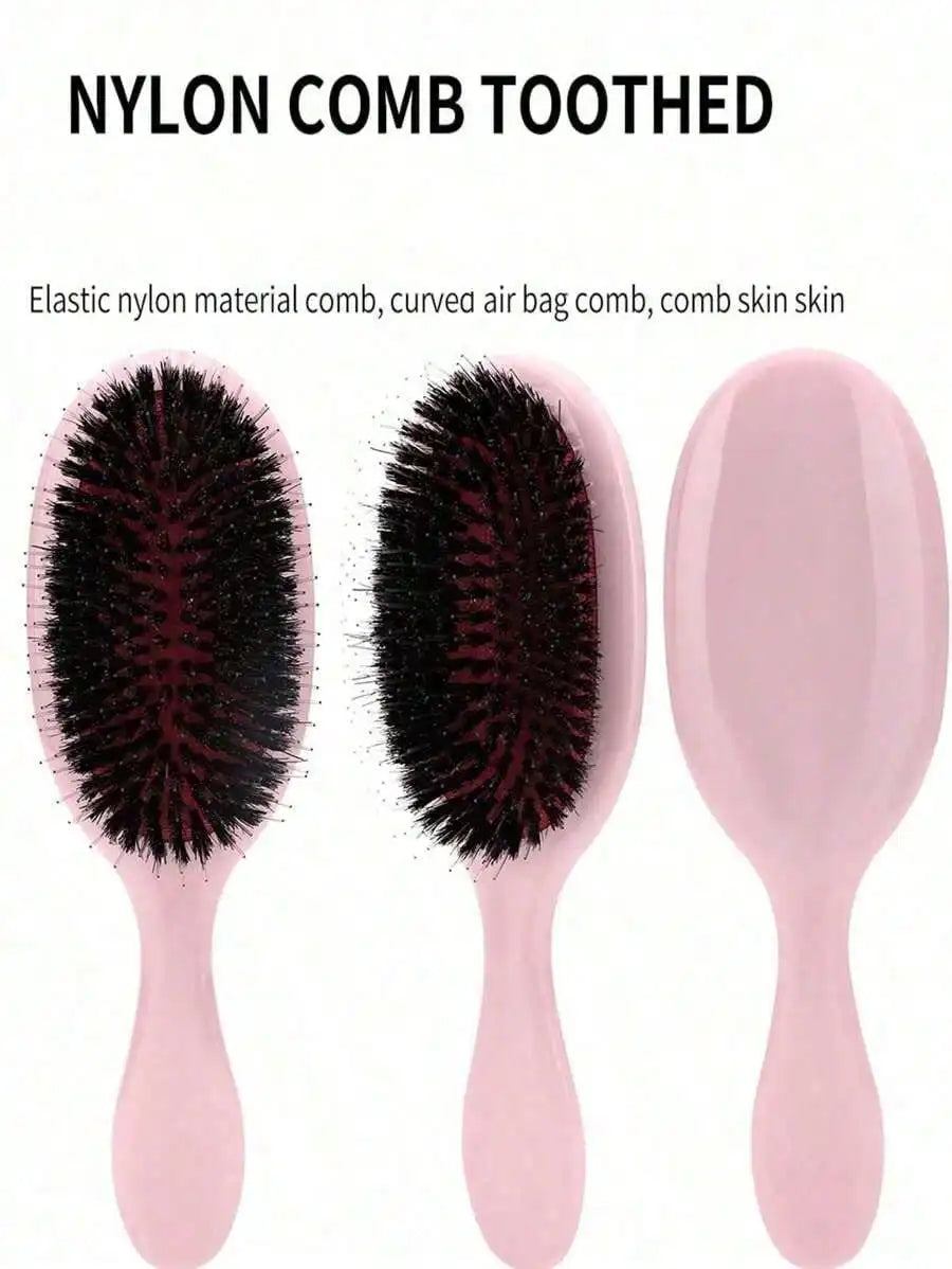 Women, Home, Travel Minimalist Portable Mini Ball Tip Cushion Detangling Hair Brush Comb, Curly Hair Styling Edge Slick Back Wooden Brush Set for Women, Barber Salon Hairdressing Accessories, Back To School Travel Holiday Ess
