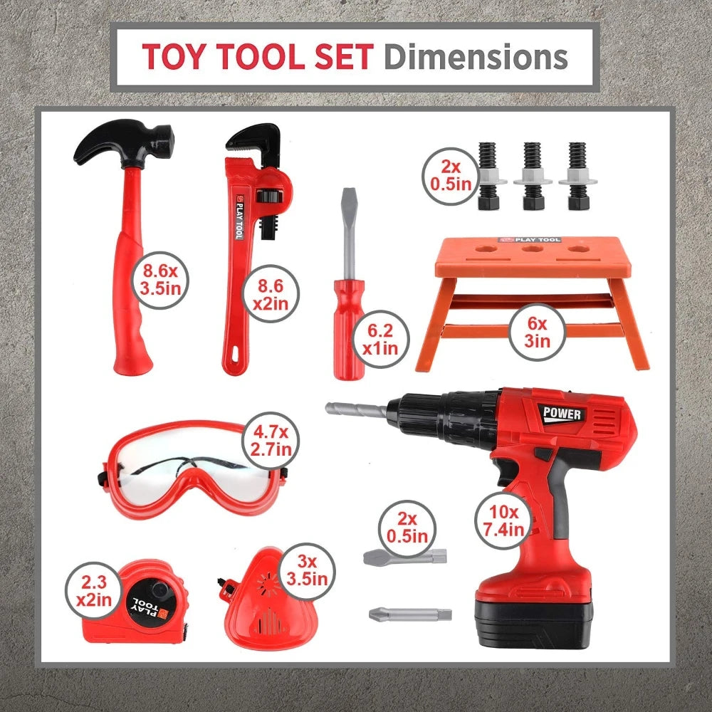 Kit d'outils pour enfants avec perceuse électrique, jouet de construction électrique pour enfants, kit d'outils pour tout-petits garçons filles enfants