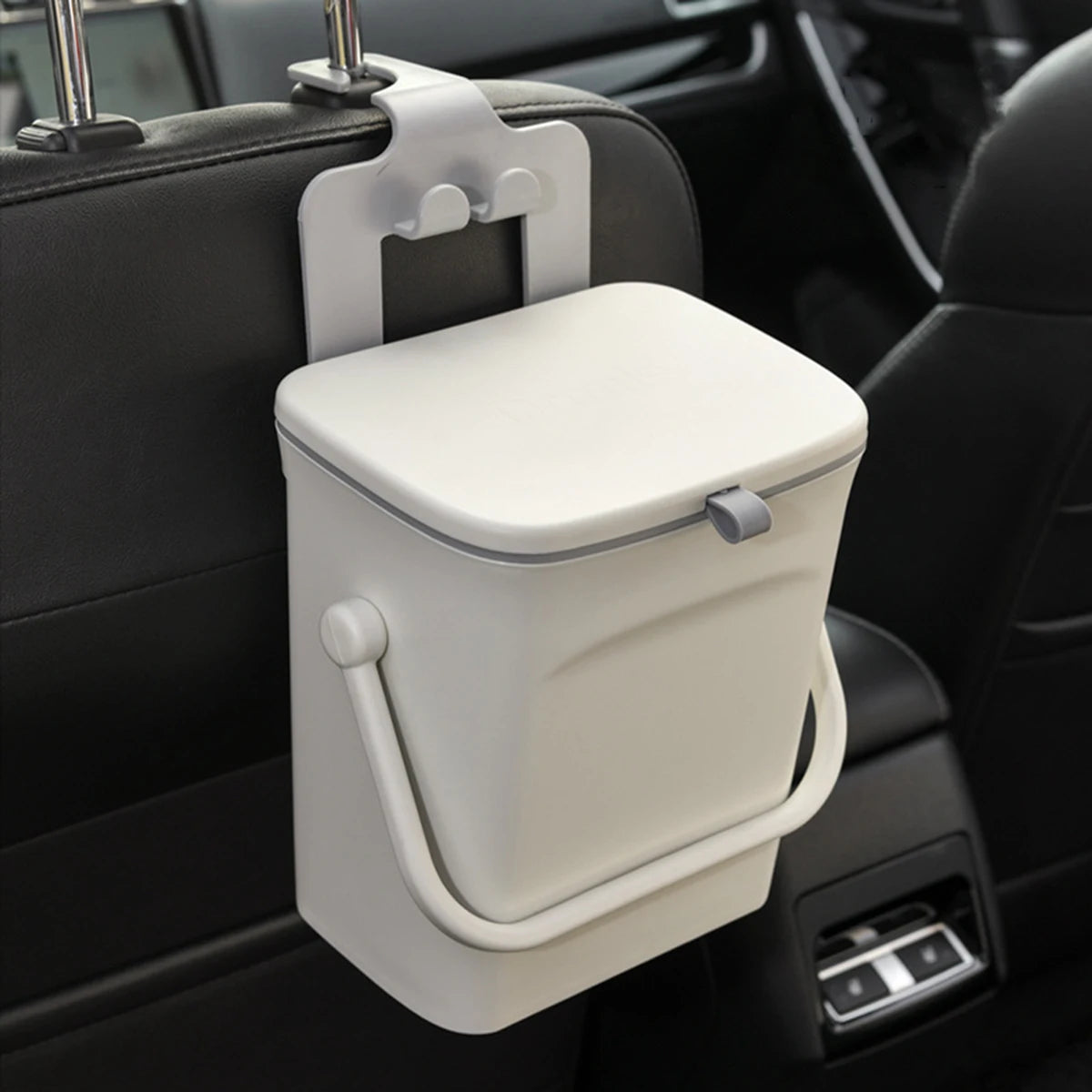 Car trash can with mobile phone holder function car rear seat storage box with lid for private car rear seat cleaning bucket 5L