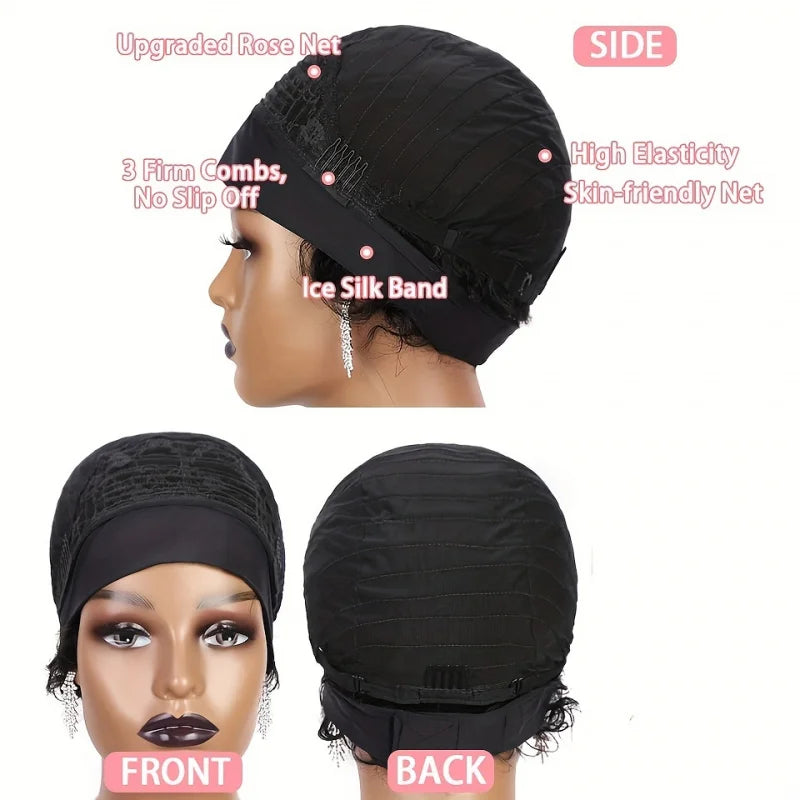 Water Wave Short Curly Pixie Cut Headband Wig for Women Remy Brazilian Human Hair Full Machine Made wig