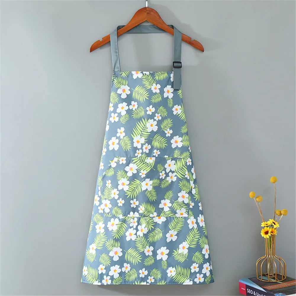 1PC Aprons Fashion Cotton Fabric Waterproof Thickened Dirt Resistant Kitchen Apron and Home Work Clothes Gardening Work Clothing