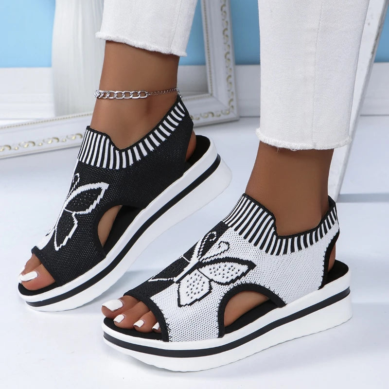 Sandalias de plataforma con cuña y tacón hueco