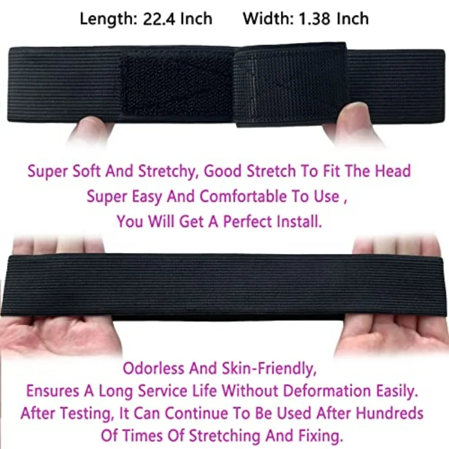 Wig Band and Lace Melting Band Set - Elastic Edge Wrap Bands to Keep Lace Front Wigs in Place and Lay Edges 5 Piece Set, Black