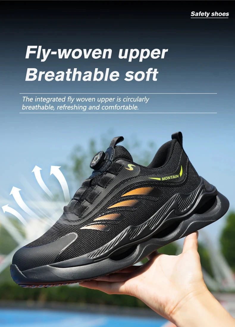 Steel Toe Work Shoes for Men Lightweight Breathable Work Sneakers  Indestructible Anti-Smash Anti-Puncture Safety Shoes Man