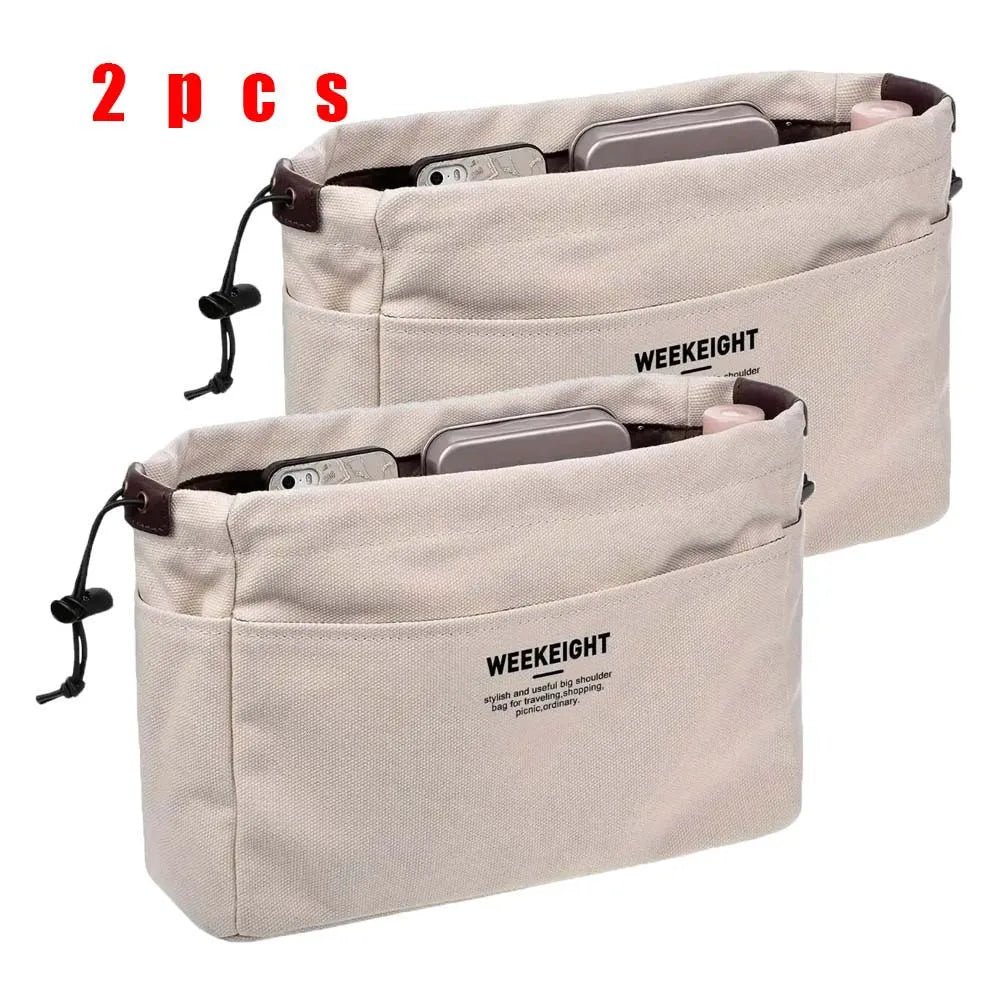 1/2 sacs de rangement en toile à cordon, multipoches, légers et portables, pour vos voyages.