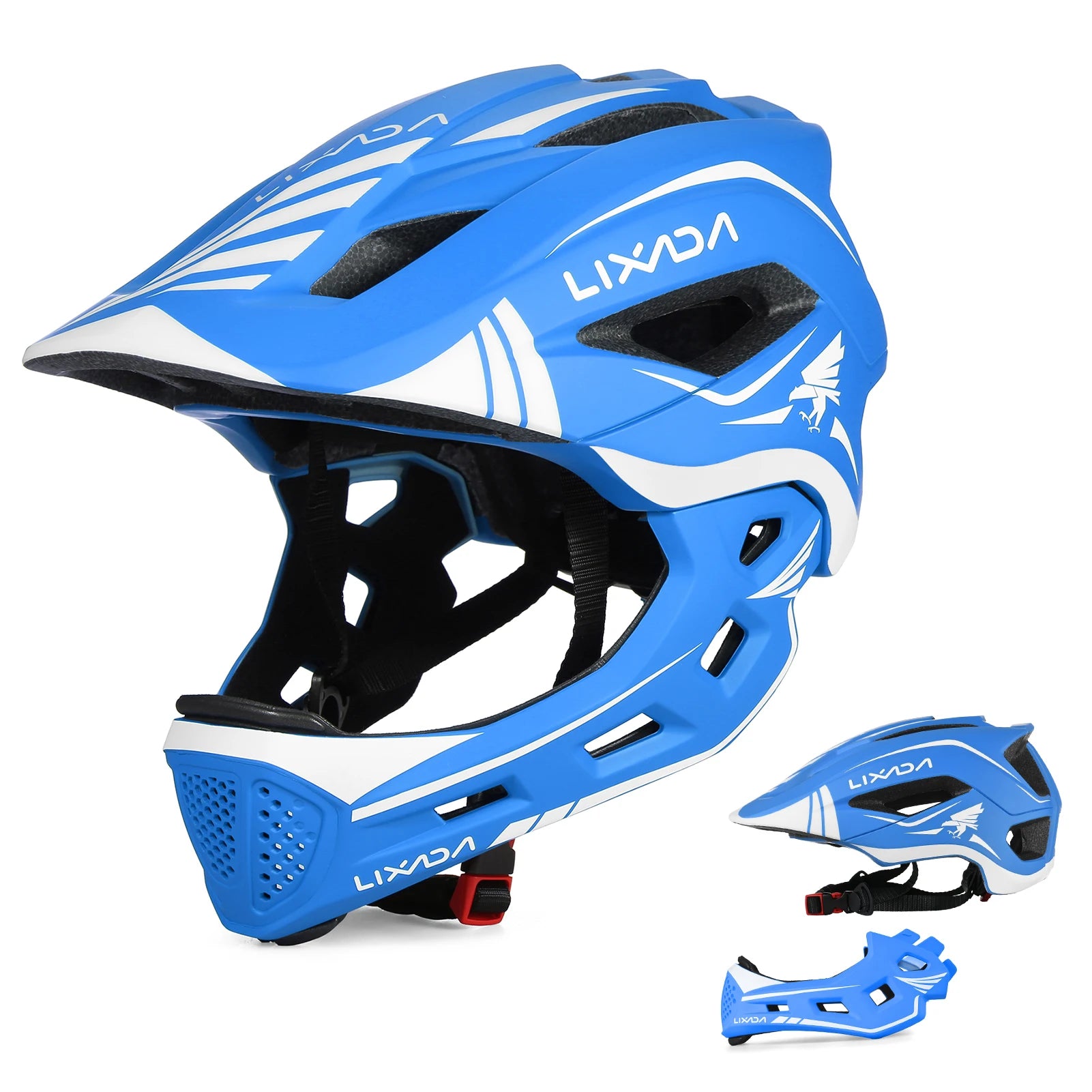 Kids Detachable Full Face Helmet Children Sports Safety Bike Helmet Protective Gear Cycling Skateboarding Roller Skating Scooter