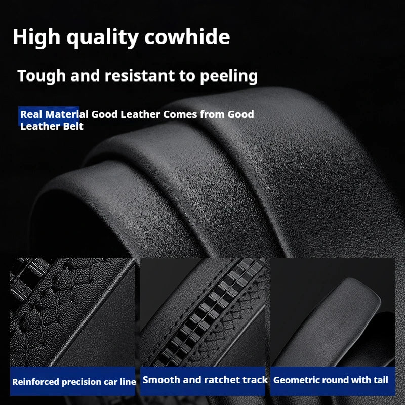 Cinturón de cuero auténtico de alta calidad para hombre, cinturón de cintura para hombre con hebilla automática de aleación de metal de lujo