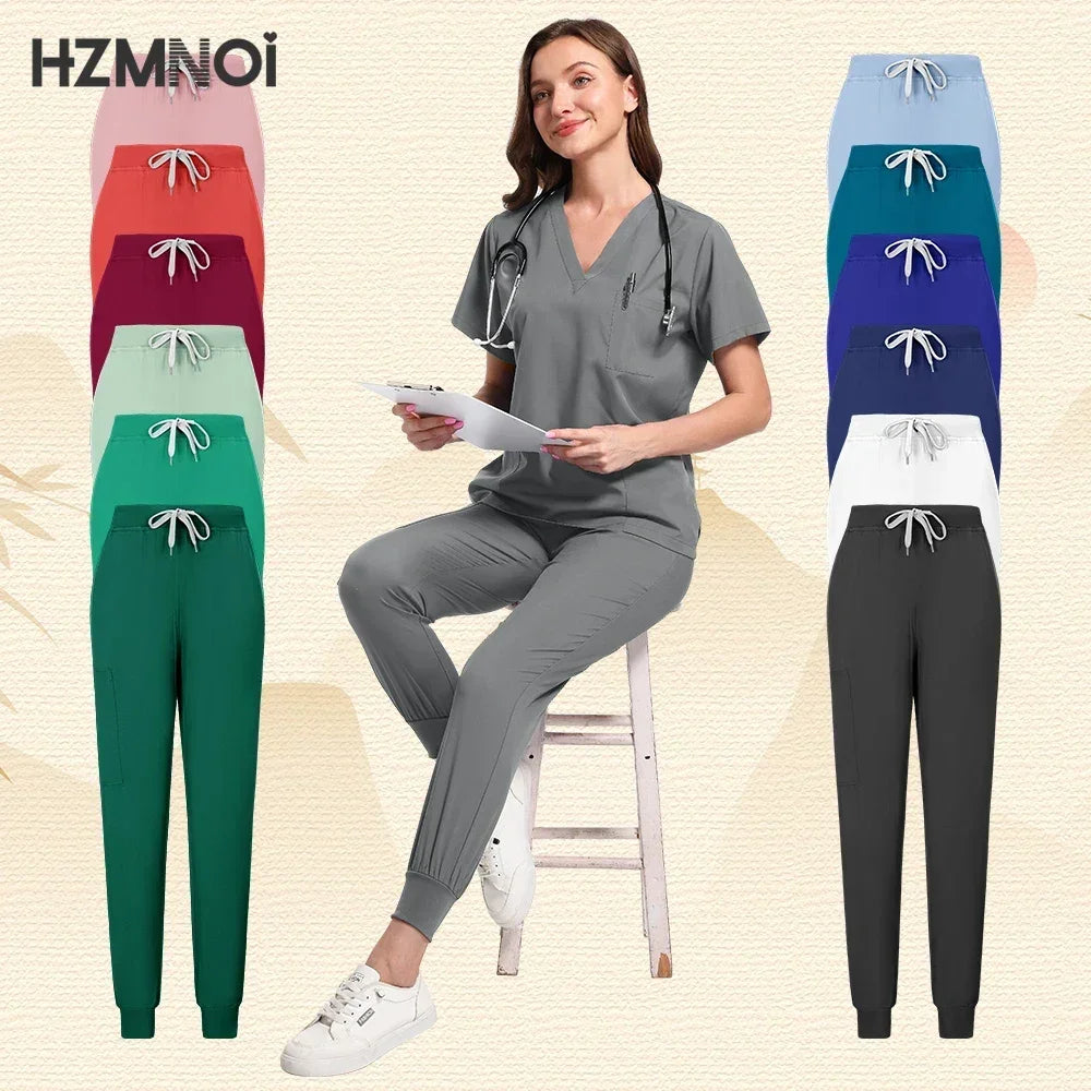Workwear Nurse Uniform Tops+Straight Pants Medical Nursing Uniform Women Men Pet Shop Beauty Work Suit Doctor Surgery Scrubs Set