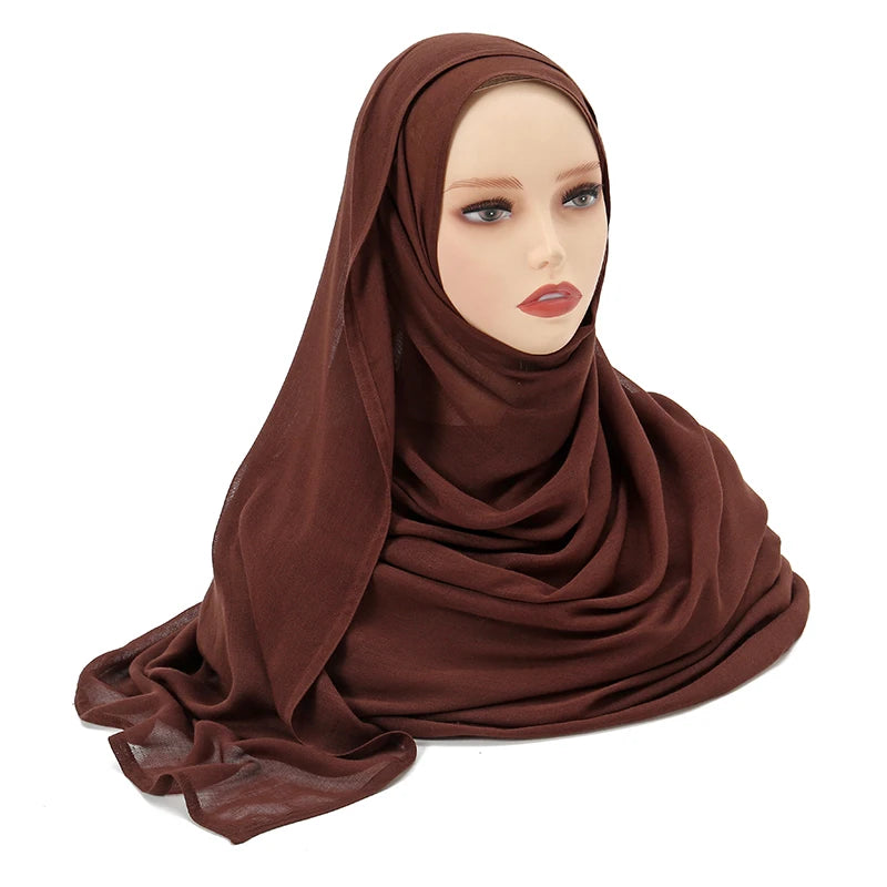Hijabs musulmanes para mujer, pañuelos finos lisos, chales para mujer musulmana, pañuelo suave de viscosa y rayón, turbante islámico, diadema de 200x85cm
