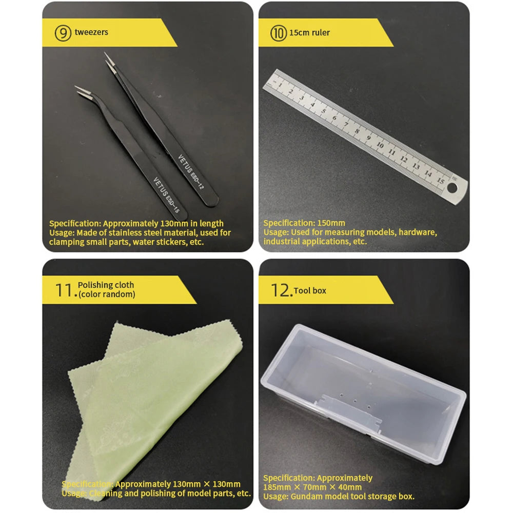 Herramientas básicas de modelismo para manualidades, coche de modelismo, hobby, construcción, reparación, montaje, tijeras, pinzas, kit de fabricación