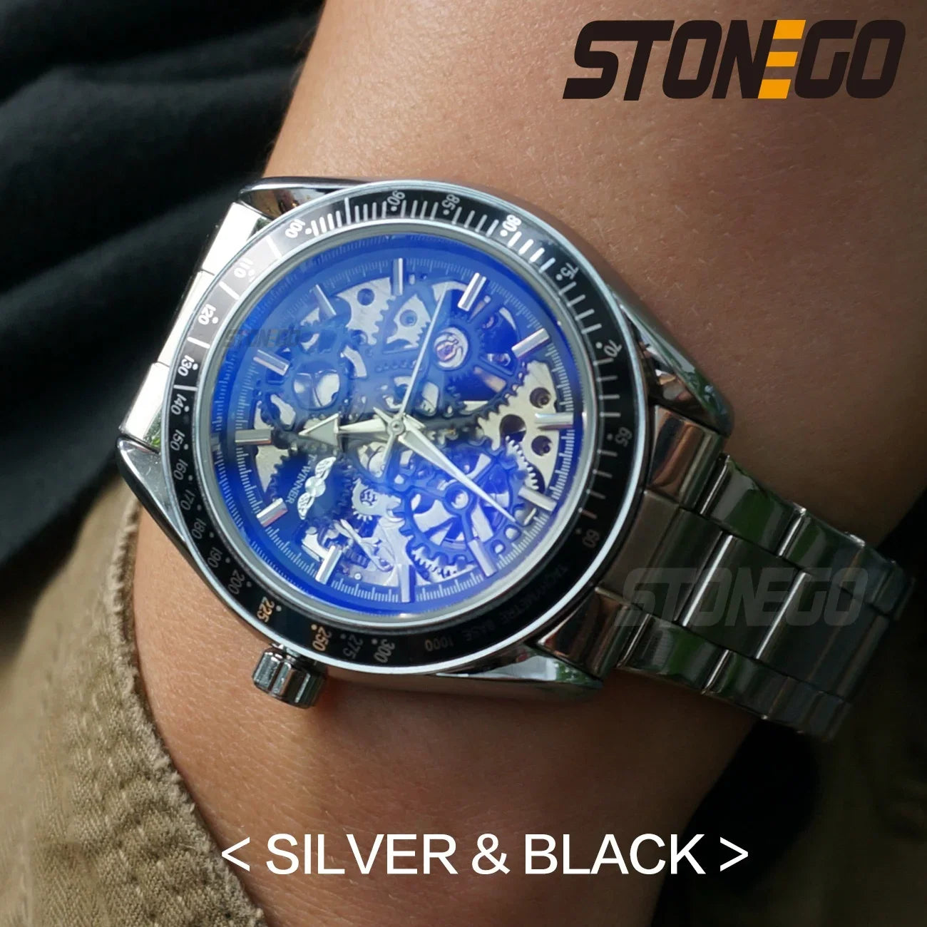Women Automatic Mechanical Skeleton Watch Self-Winding Water Resistant Gold Plated Dress Wristwatch