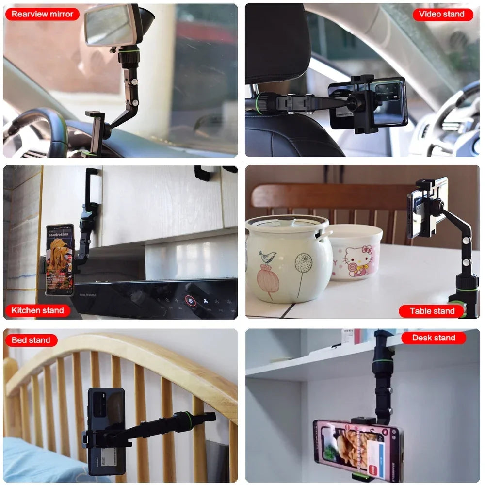Soporte de Teléfono para Coche en Espejo Retrovisor, Soporte de Teléfono Giratorio 360°, Soporte de GPS Universal para Coche para Todos los Smartphones