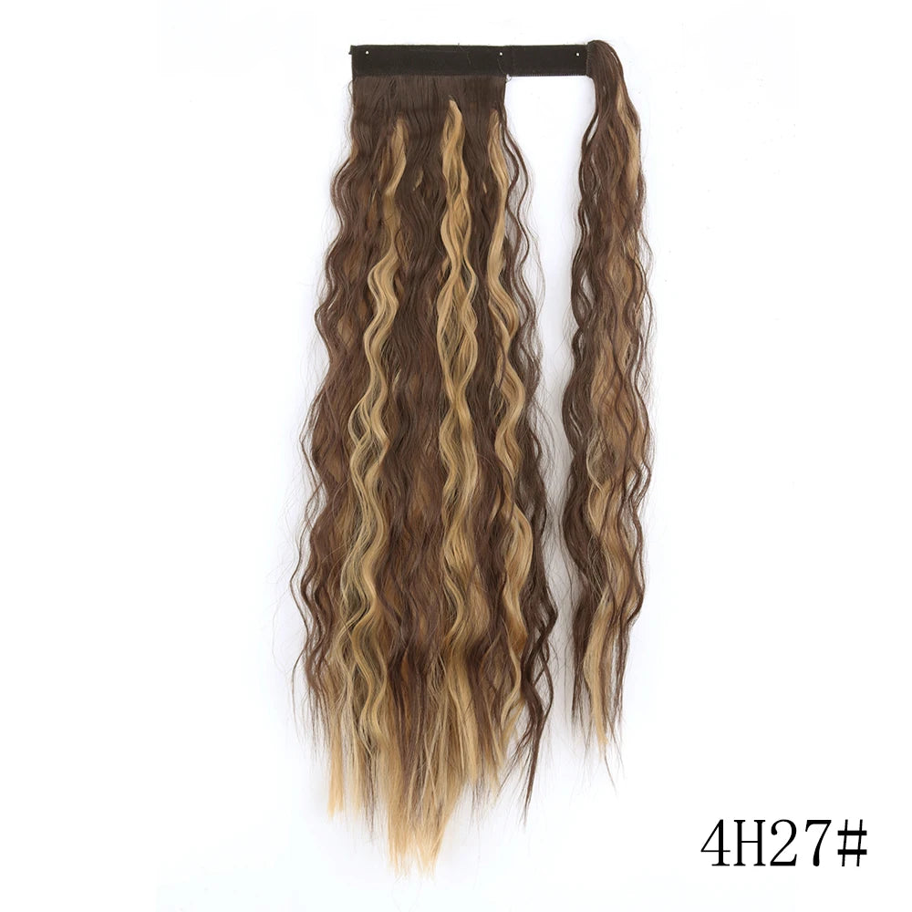 LISI GIRL Synthétique 22/34 Pouces Queue de Cheval enroulée Extensions de Cheveux Bouclés Afro Longs Postiches Queue de Cheval Faux Cheveux Résistant à la Chaleur