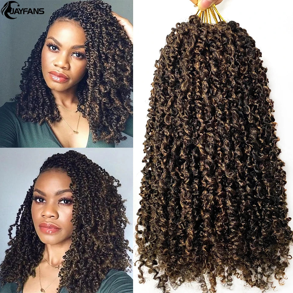 Jayfans 12 8 pulgadas Cabello de ganchillo Yanky Twist preenrollado Bohemian Passion Twist Spring Mini Twist Crochet Hair para mujeres y niñas negras