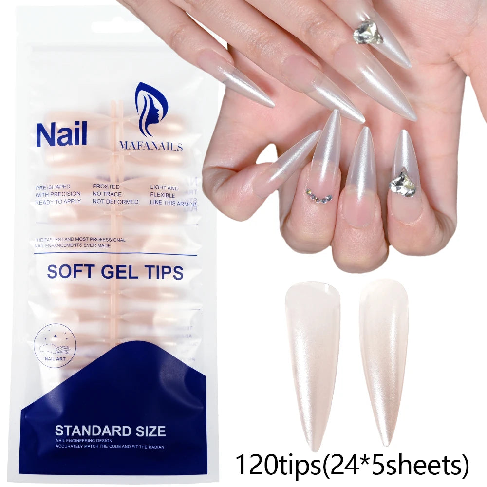 120pcs Black Edge Super Long French False Nail Removable Ballerina Coffin Almond Fake Nail Artificial Acrylic Press On Nail Tips