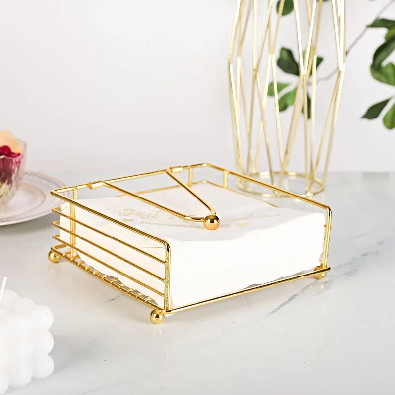Napkin Holder, Suitable for Kitchen, Restaurant, and Outdoor Use, Matches Various Dining Room Decor Styles, Black,Gold