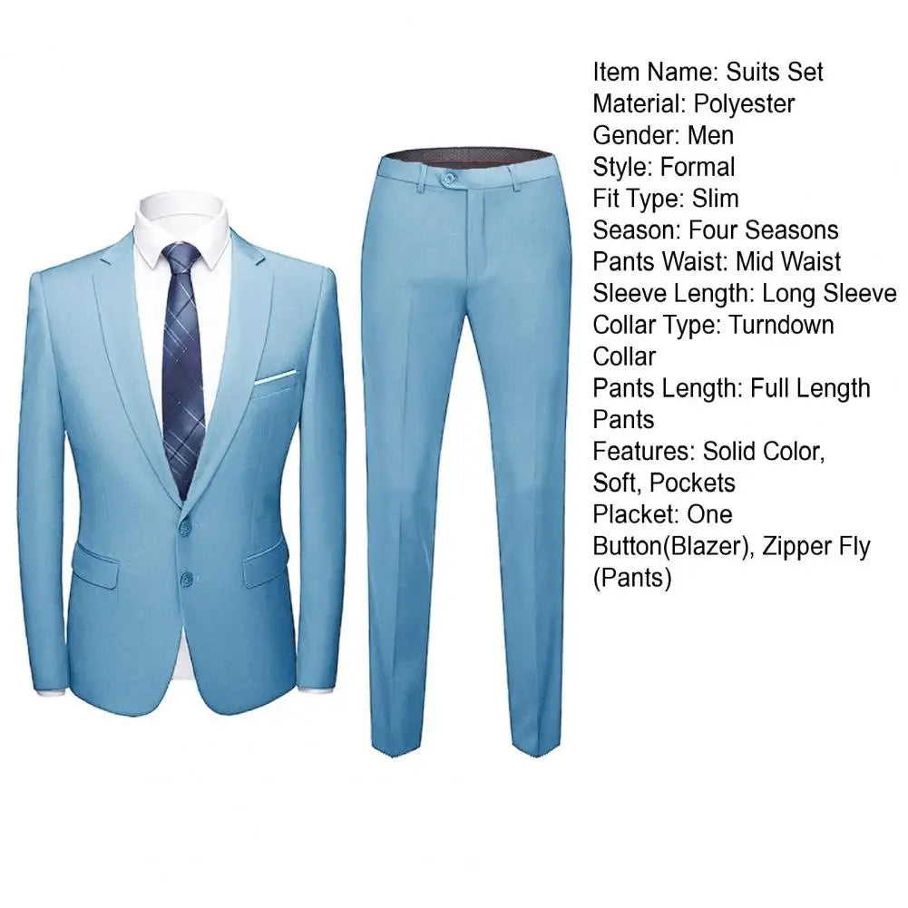 Wedding Suit For Men Set Elegant Blazers Formal 2 Pieces Full Jackets Pants Classic Business Coats