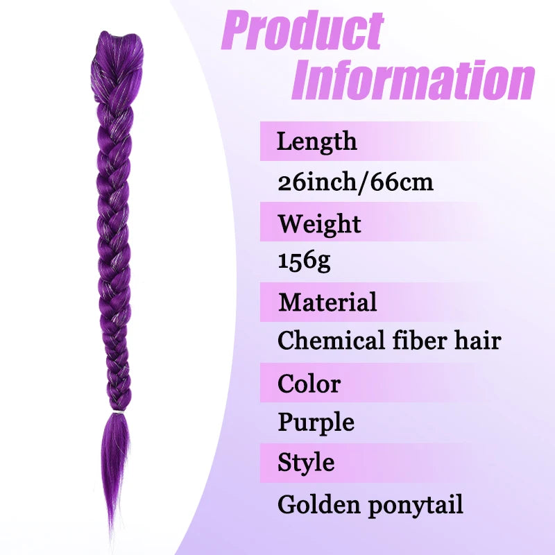 Devil Hunting Girl Group Wig Horsetail Purple Wig Braid Gold Fried Dough Twists Braid