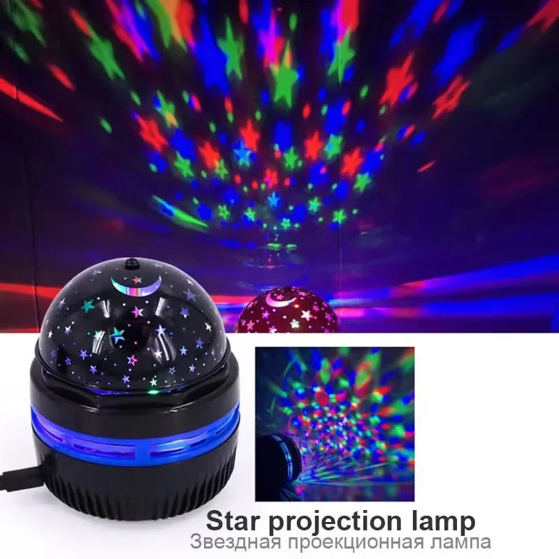 Luces nocturnas LED de cielo estrellado, lámpara de proyector giratoria USB, bola mágica, luna, estrella, luces de Navidad, decoraciones de ambiente para el hogar y la habitación
