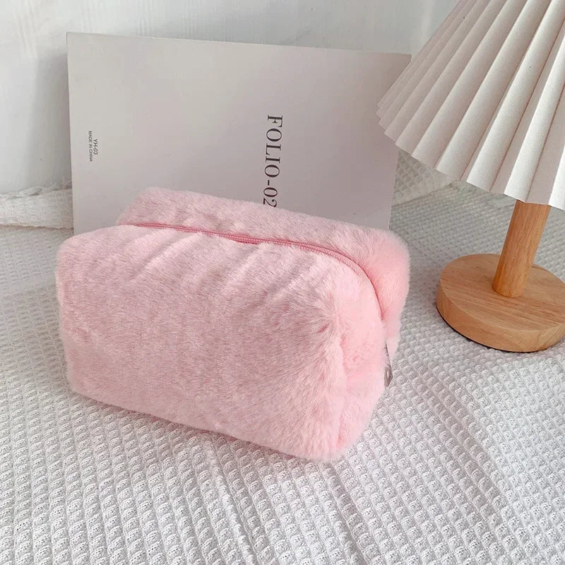 Bolsas de Maquillaje de Piel Sintética para Mujer, Estuche de Maquillaje de Viaje Suave, Organizador de Cosméticos, Estuche de Maquillaje para Señoritas, Niñas, Neceseres, 1 Unidad, Bolsos Sólidos